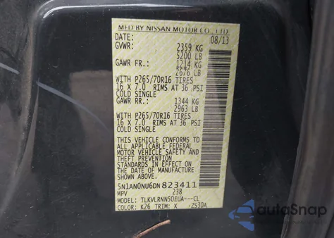 2013 Nissan Xterra S from USA, damaged, VIN 5N1AN0NU6DN823411